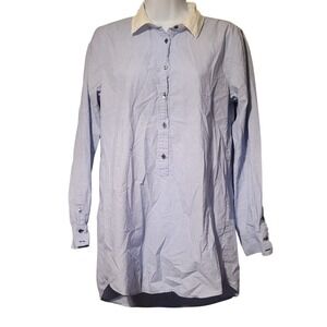 J. Crew 3/4 Button Down Long Sleeve‎ Oversized Dress Shirt Blue Sz Sm